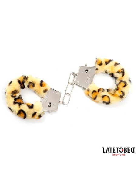 Esposas de Metal Furry con Pelo Animal Print Leopardo