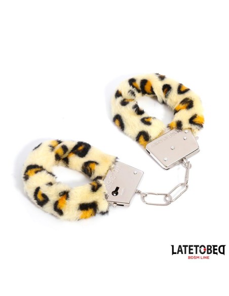 Esposas de Metal Furry con Pelo Animal Print Leopardo