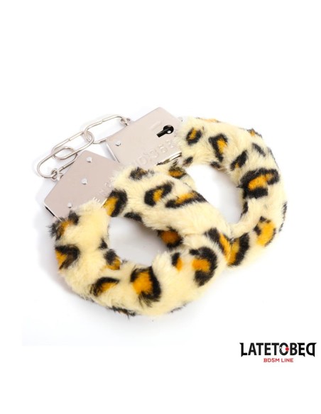 Esposas de Metal Furry con Pelo Animal Print Leopardo