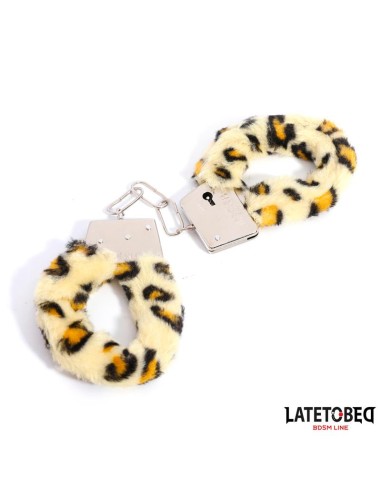 Esposas de Metal Furry con Pelo Animal Print Leopardo
