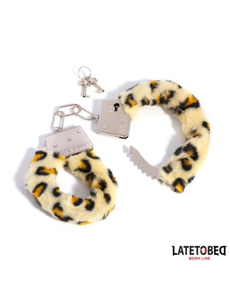 Esposas de Metal Furry con Pelo Animal Print Leopardo