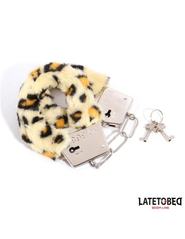 Esposas de Metal Furry con Pelo Animal Print Leopardo