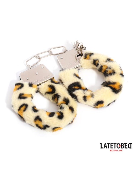 Esposas de Metal Furry con Pelo Animal Print Leopardo