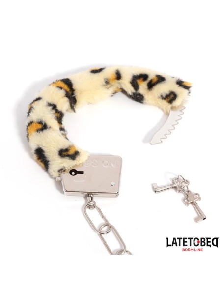 Esposas de Metal Furry con Pelo Animal Print Leopardo