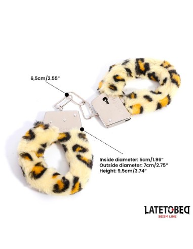 Esposas de Metal Furry con Pelo Animal Print Leopardo