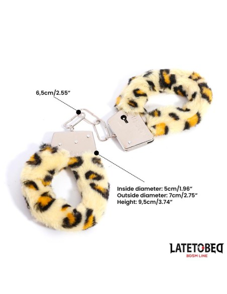 Esposas de Metal Furry con Pelo Animal Print Leopardo