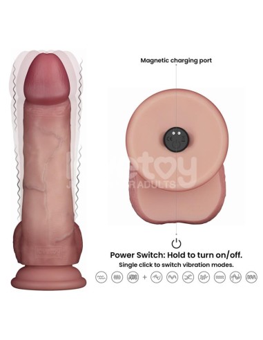 Dildo con Vibracion Piel Deslizante Silicona Dual Layer 8