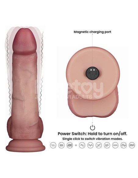 Dildo con Vibracion Piel Deslizante Silicona Dual Layer 8