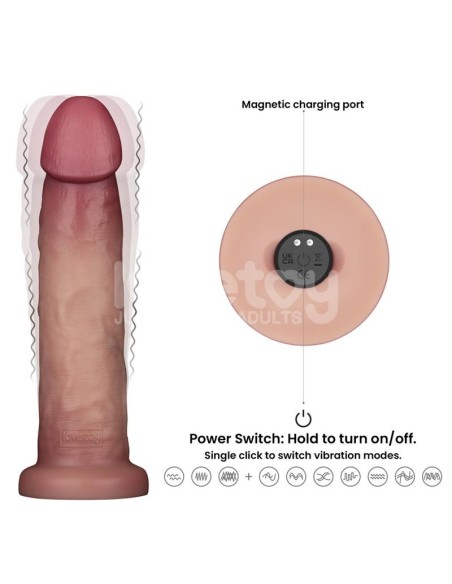 Dildo con Vibracion Piel Deslizante Silicona Dual Layer 9