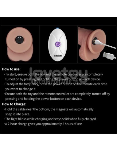 Dildo con Vibracion Piel Deslizante Silicona Dual Layer 10