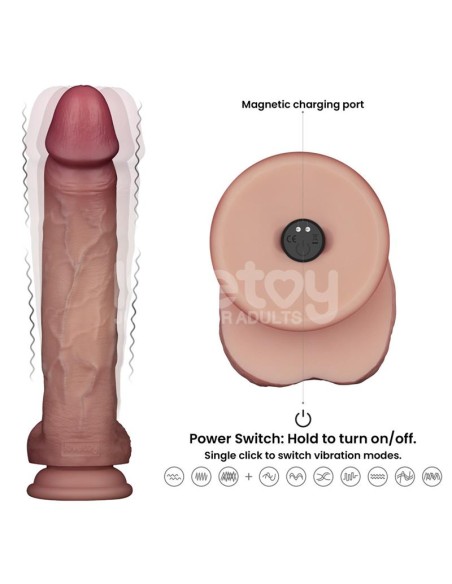 Dildo con Vibracion Piel Deslizante Silicona Dual Layer 10