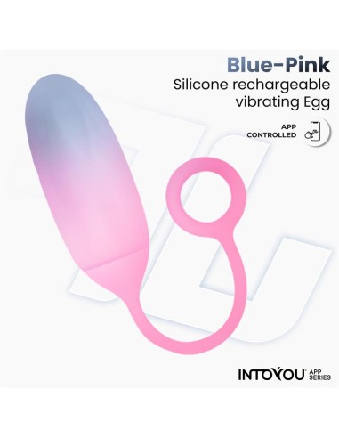 Huevo Silicona Doble Capa con APP Azul Rosa