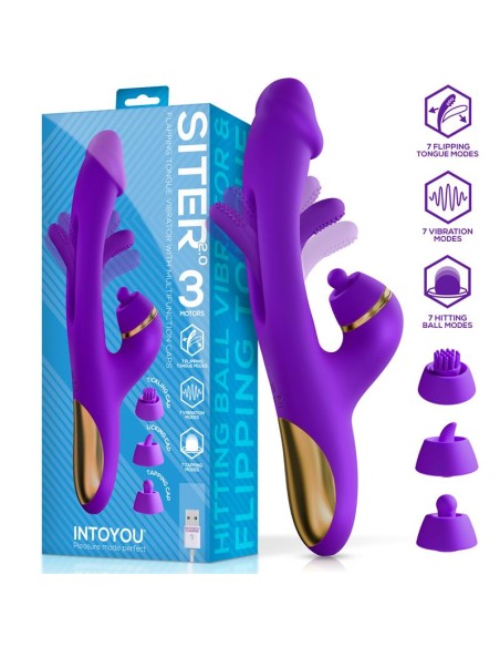 Siter 20 Vibrador con Lengua Flapping Golpeteo y Cabezales Intercambiables
