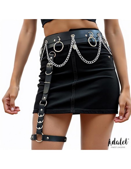 Coral Cinturon con Liga con Cadena Cuero Vegano Talla unica