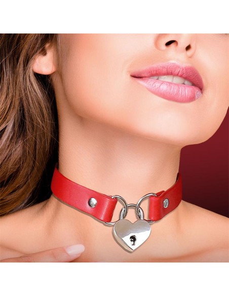 Collar con Candado de Corazon Cuero Vegano Talla unica Collar con Candado de Corazon Cuero Vegano Talla unica