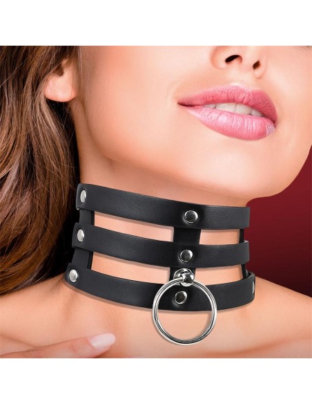 Collar Ancho con Aro Cuero Vegano Talla unica Collar Ancho con Aro Cuero Vegano Talla unica