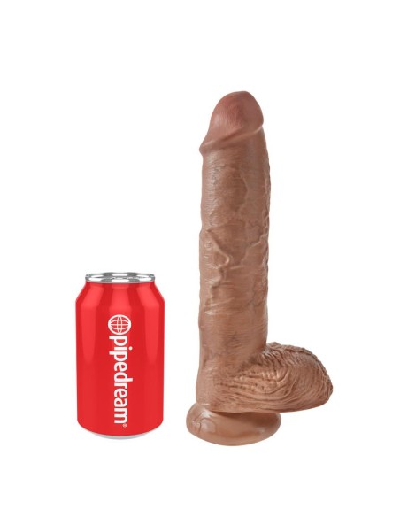 Dildo Reaslista con Testiculos 10 Bronceado