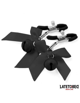 Pinzas para Pezones con Cascabel y Lazos Negros 2