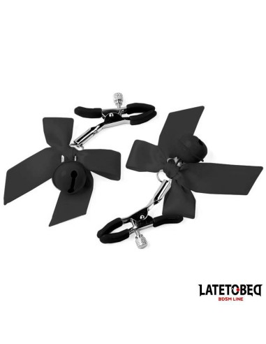 Pinzas para Pezones con Cascabel y Lazos Negros