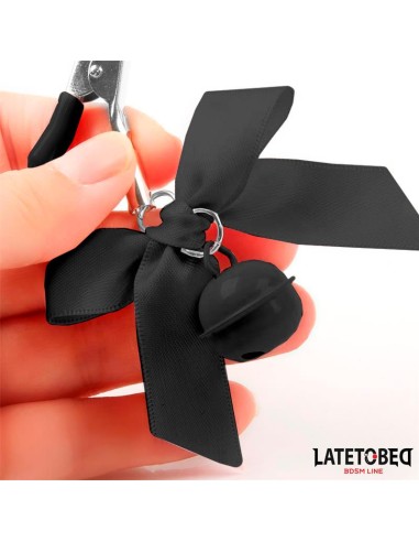 Pinzas para Pezones con Cascabel y Lazos Negros