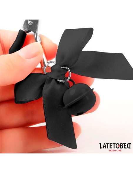 Pinzas para Pezones con Cascabel y Lazos Negros
