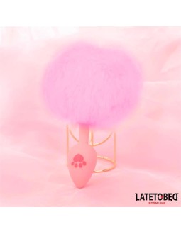 Plug Rosa de Silcona con Pompon Rosa 2