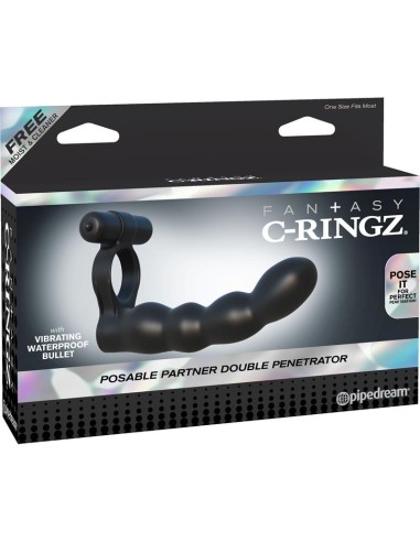 Fantasy C Ringz Anillo Doble Penetrador Flexible Negro