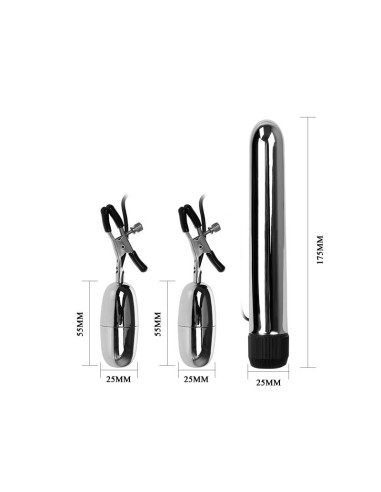 Baile Set Bala Vibrador y Pinzas para Pezones con Vibracion Turbo