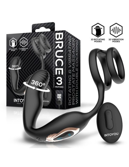 Bruce Masajeador Prostatico 360º y Doble Anillo con Vibracion