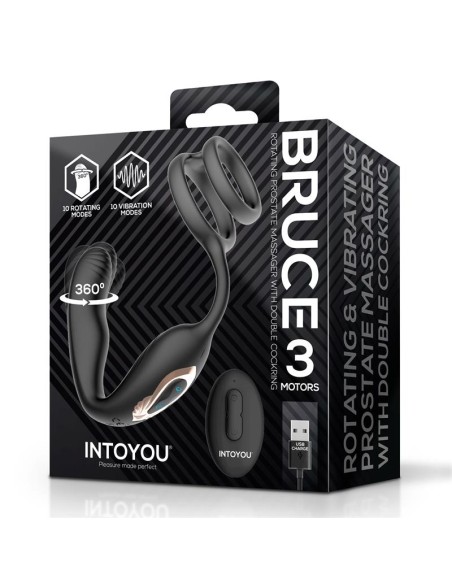 Bruce Masajeador Prostatico 360º y Doble Anillo con Vibracion