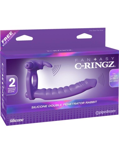 Fantasy C Ringz Anillo de Silicona de Doble Penetracion Rabbit Purpura