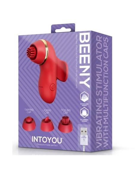 Beeny Estimulador con 4 Cabezales Succion Tapping Tickling y Licking