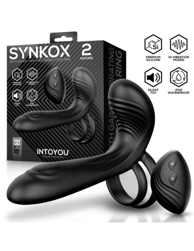 Synkox Girth Gainer con Doble Anillo para el Pene con Vibracion