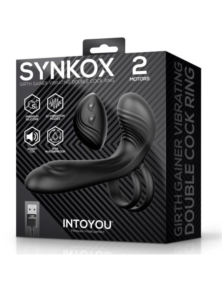 Synkox Girth Gainer con Doble Anillo para el Pene con Vibracion