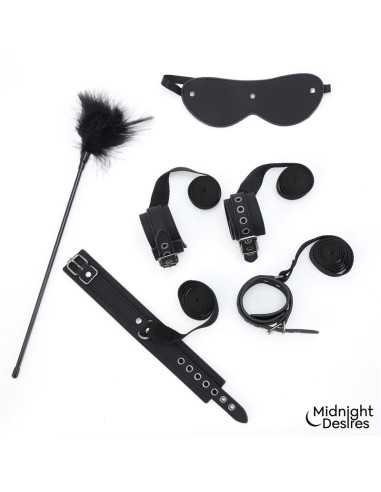 Set Bondage con Esposas Antifaz y Pluma Estimuladora