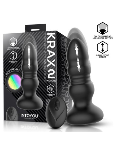 Krax Plug Anal con Vibracion Thrusting y Luz Led con Control Remoto