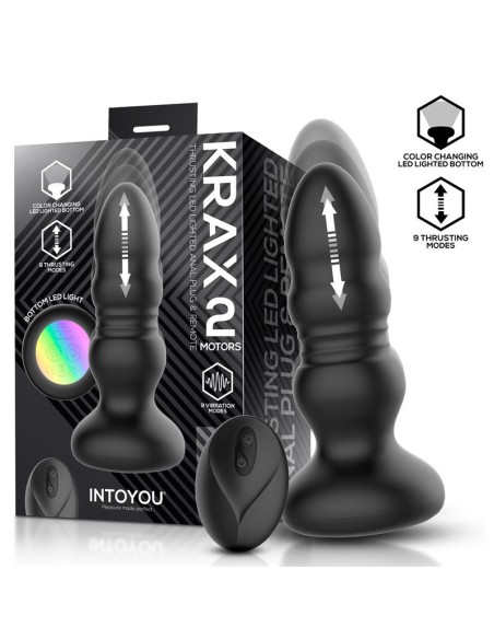 Krax Plug Anal con Vibracion Thrusting y Luz Led con Control Remoto