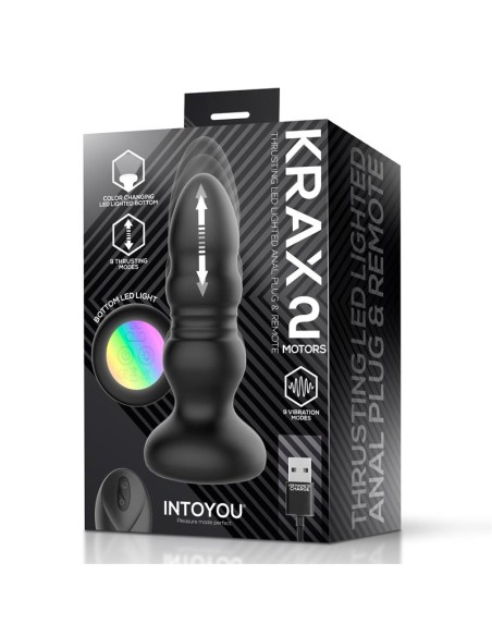 Krax Plug Anal con Vibracion Thrusting y Luz Led con Control Remoto