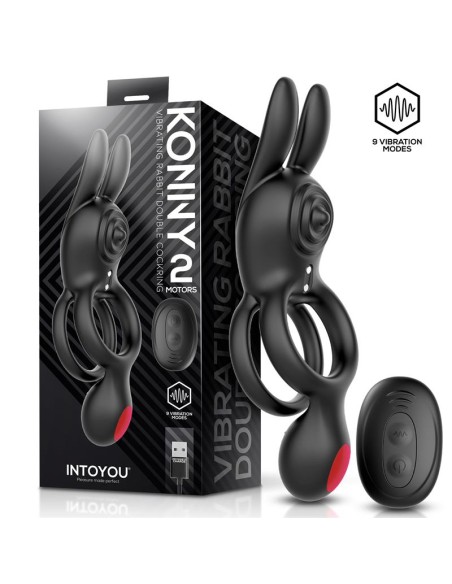 Konny Anillo Vibrador Doble con Conejito y Control Remoto