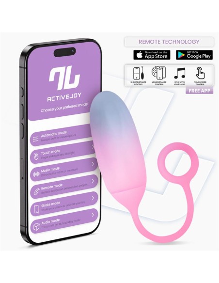 Huevo Silicona Doble Capa con APP Azul Rosa