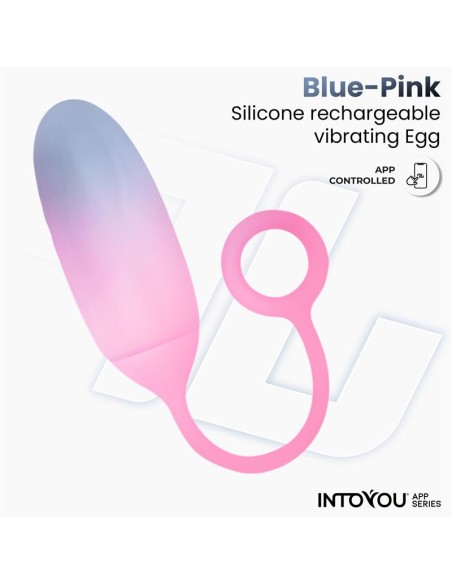 Huevo Silicona Doble Capa con APP Azul Rosa