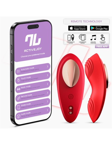 Vibrador de Braguita con APP Silicona Rojo