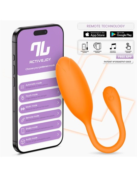 Logan Huevo Vibrador con APP Silicona Unibody Naranja