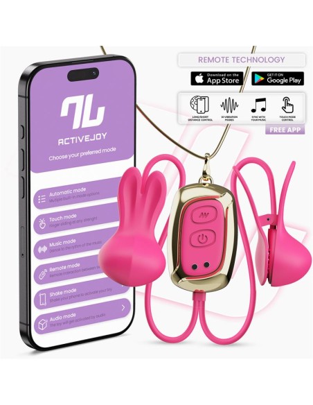 Tickly Pinzas para Pezones con Vibracion Control y Collar con APP