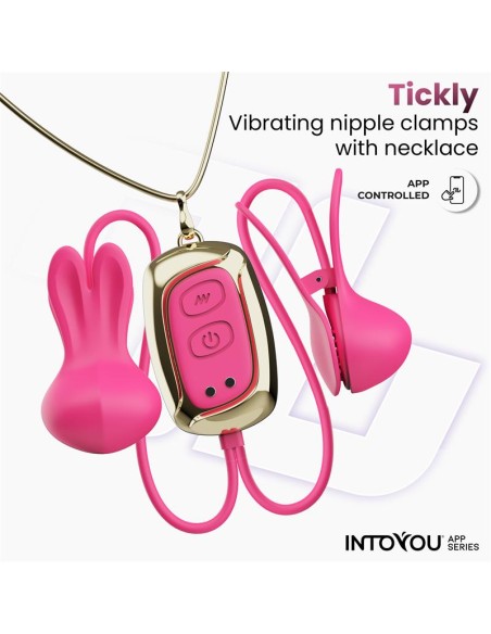 Tickly Pinzas para Pezones con Vibracion Control y Collar con APP