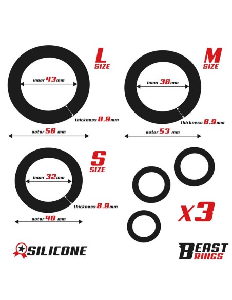 Set de 3 Anillos para el Pene Silicona S M y L