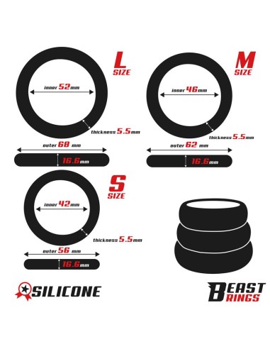 Set de 3 Anillos para el Pene Silicona S M y L