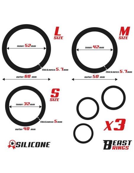 Set de 3 Anillos para el Pene Silicona S M y L