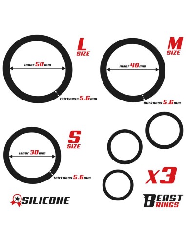 Set de 3 Anillos para el Pene Silicona S M y L