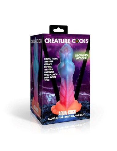 Aqua Cock Dildo Brilla en la Oscuridad Silicona
